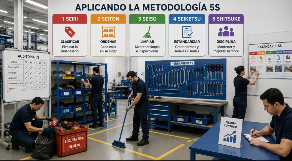 Cómo implementar las 5S en una empresa paso a paso en un entorno de producción