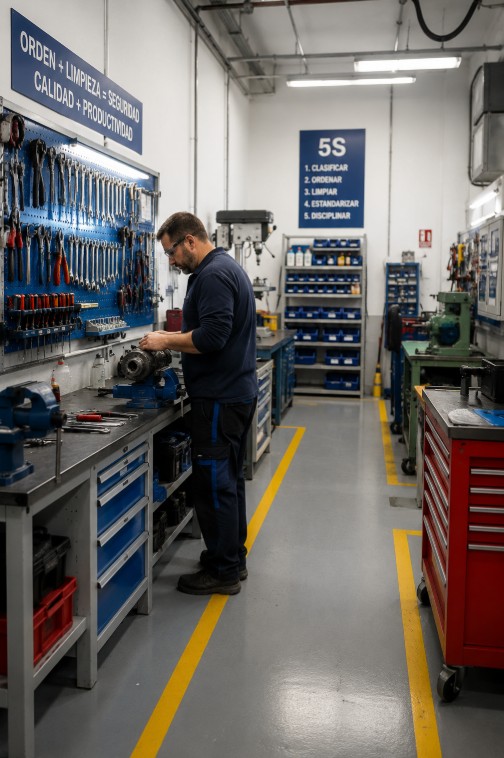 Metodología 5S en mantenimiento industrial para mejorar orden, seguridad y eficiencia